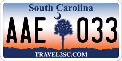 SC license plate AAE033