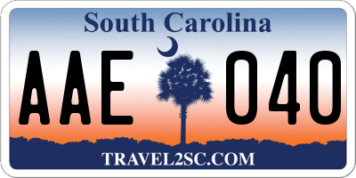 SC license plate AAE040