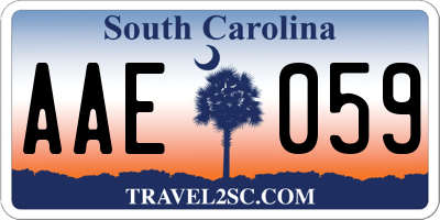 SC license plate AAE059