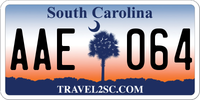 SC license plate AAE064