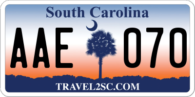 SC license plate AAE070