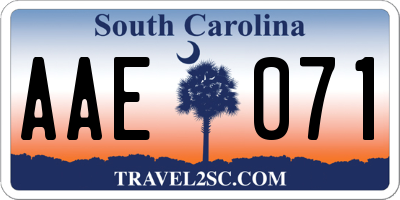 SC license plate AAE071