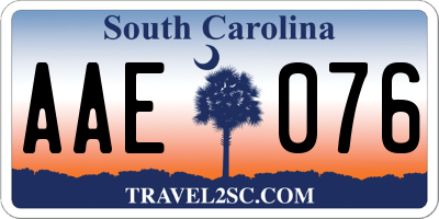 SC license plate AAE076
