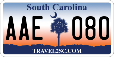 SC license plate AAE080