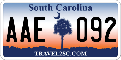 SC license plate AAE092