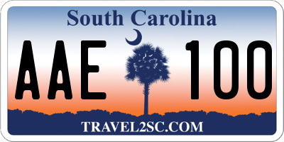 SC license plate AAE100