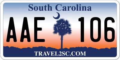 SC license plate AAE106