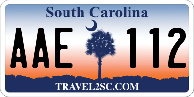 SC license plate AAE112