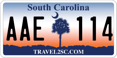 SC license plate AAE114