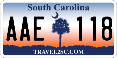 SC license plate AAE118