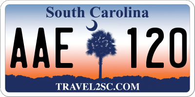 SC license plate AAE120