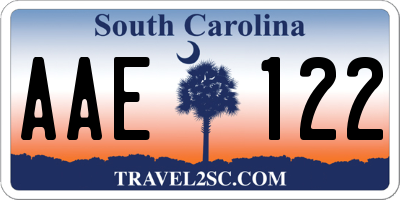 SC license plate AAE122