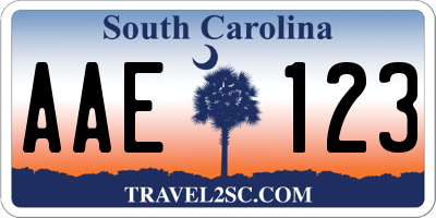 SC license plate AAE123