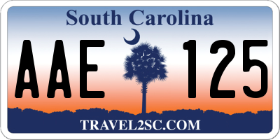 SC license plate AAE125