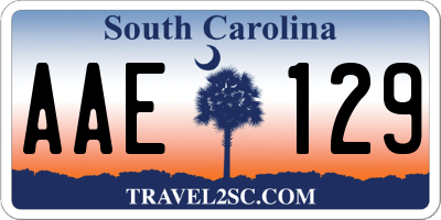 SC license plate AAE129