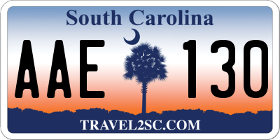 SC license plate AAE130