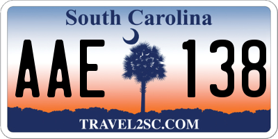 SC license plate AAE138