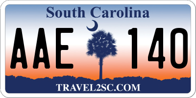 SC license plate AAE140