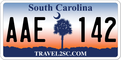 SC license plate AAE142