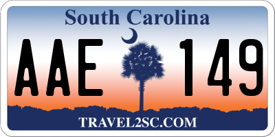 SC license plate AAE149