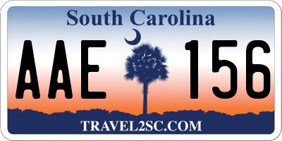 SC license plate AAE156