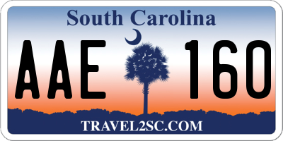 SC license plate AAE160