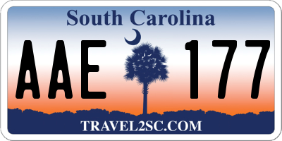 SC license plate AAE177