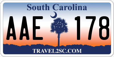 SC license plate AAE178