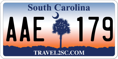 SC license plate AAE179