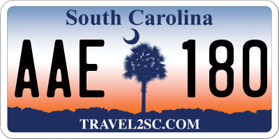 SC license plate AAE180