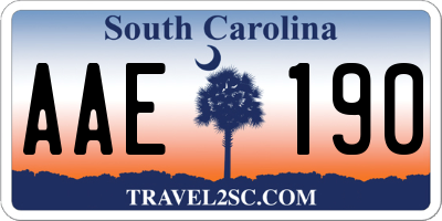 SC license plate AAE190