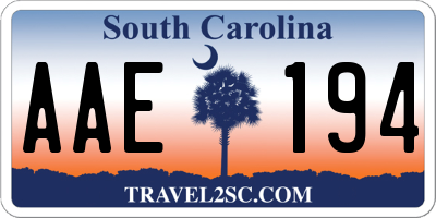 SC license plate AAE194
