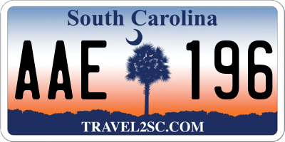 SC license plate AAE196