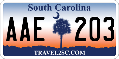 SC license plate AAE203