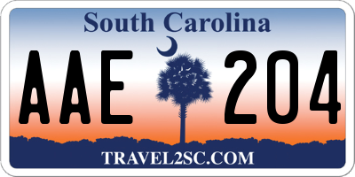 SC license plate AAE204
