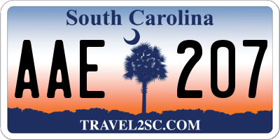 SC license plate AAE207