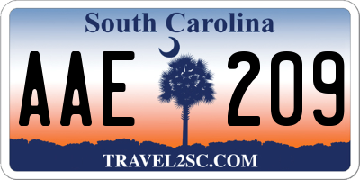 SC license plate AAE209