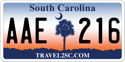 SC license plate AAE216