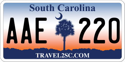 SC license plate AAE220