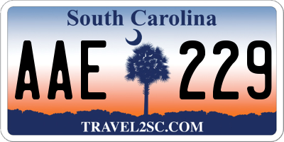 SC license plate AAE229