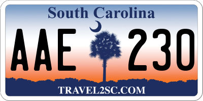 SC license plate AAE230