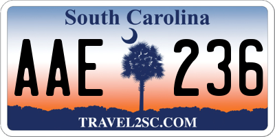 SC license plate AAE236