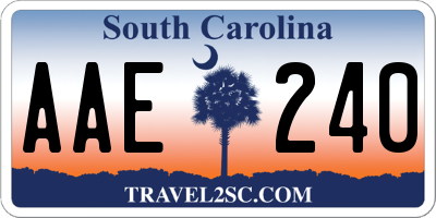 SC license plate AAE240