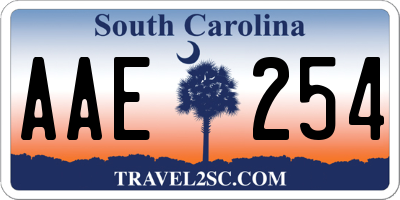 SC license plate AAE254