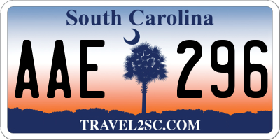 SC license plate AAE296