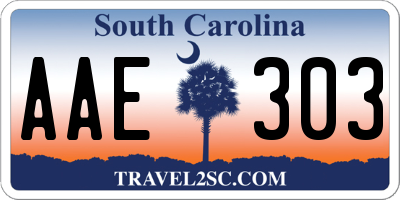 SC license plate AAE303