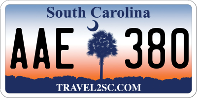 SC license plate AAE380