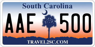 SC license plate AAE500