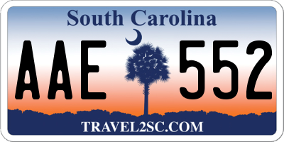 SC license plate AAE552
