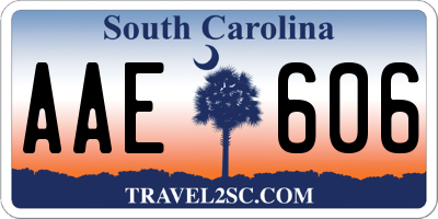 SC license plate AAE606